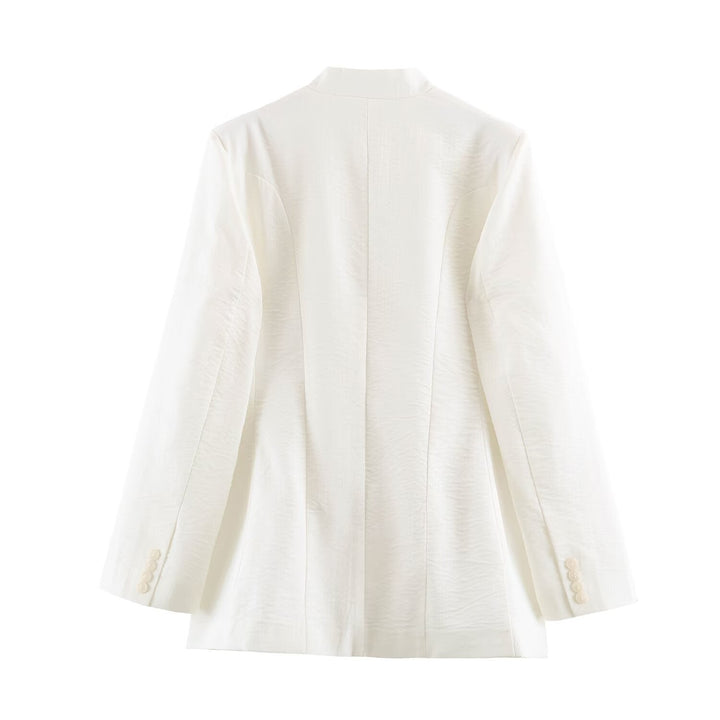 Dam Longline Jacka med Stå Krage och Asymmetric Knapp Knäppning