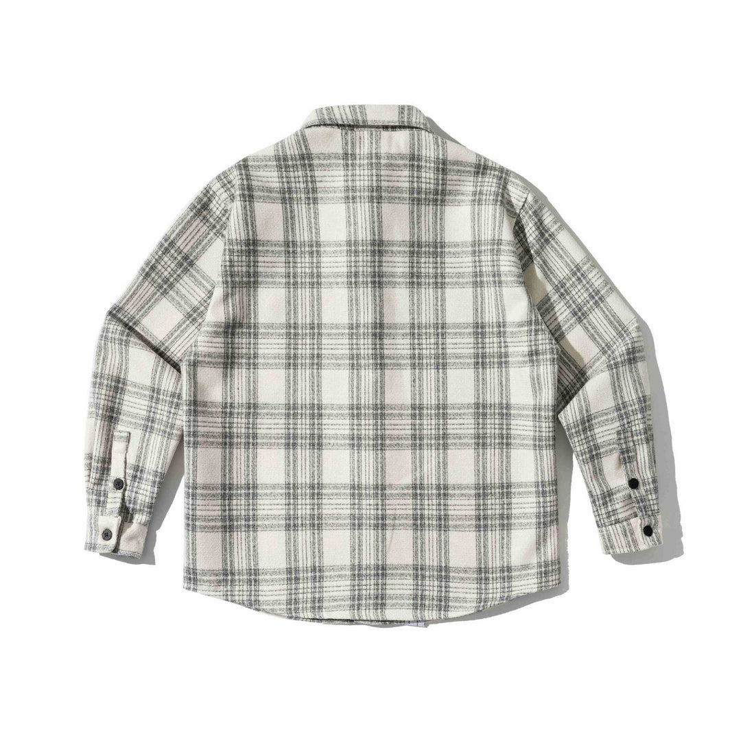 Herr Rutig Teddy Fleece overshirt med bröstficka