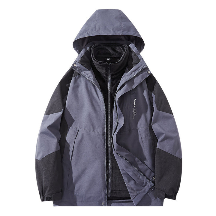 Herr vattenavvisande two-lager trekking jacka med avtagbar fleece inner jacka och huva