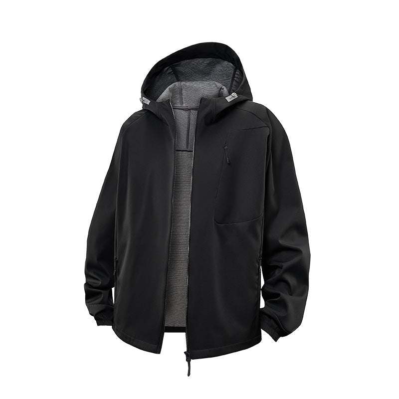 Herr Vattentät Softshell-Luvtröja Jacka med Fleece Foder, Vindtät och med Bröst Dragkedja Drune