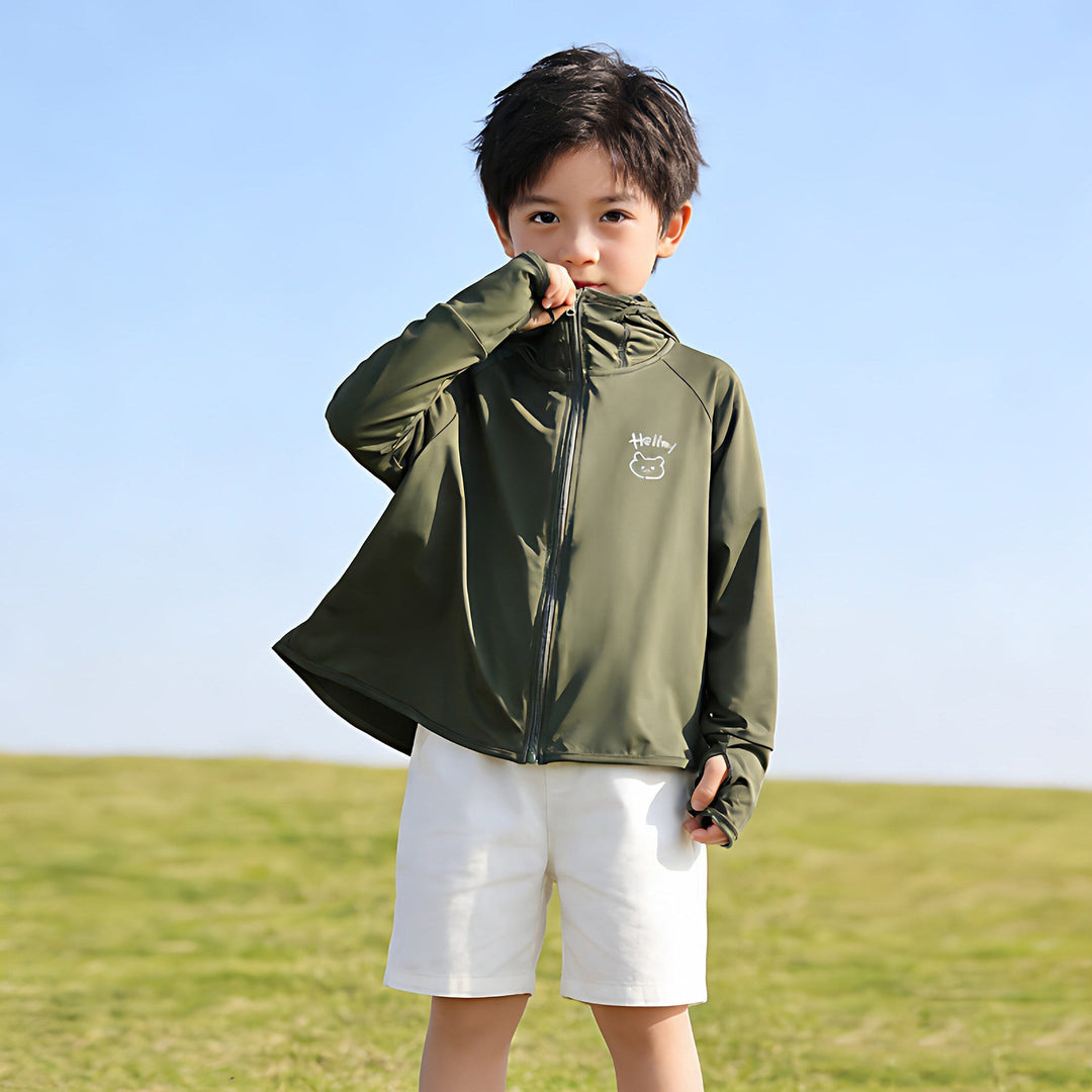 Unisex lätt UV-skydd sun jacka med huva och thumb hole för children