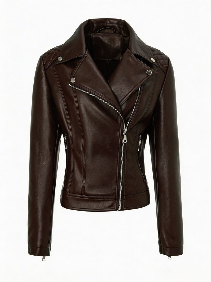 Dam Noble Bikerjacka med Quiltad Design