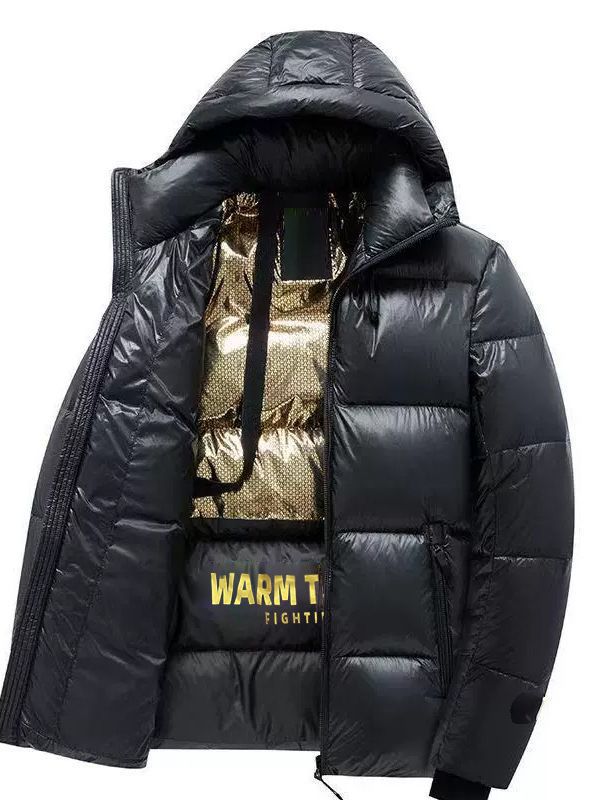 Herr Vadderad Termisk Quiltad Jacka med Huva och Heat-Reflective Foder