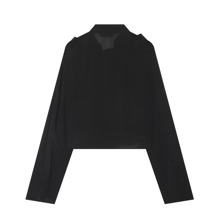 Dam Kort Cape Övergångsjacka med Ruffle Details och Standing Krage