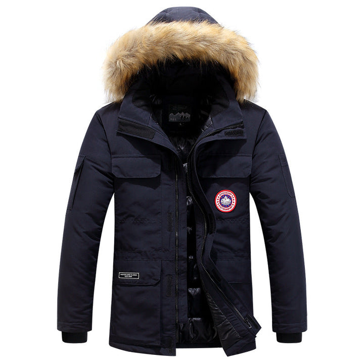 Herr Expedition Parka med Avtagbar Huva och Faux Fur Trim