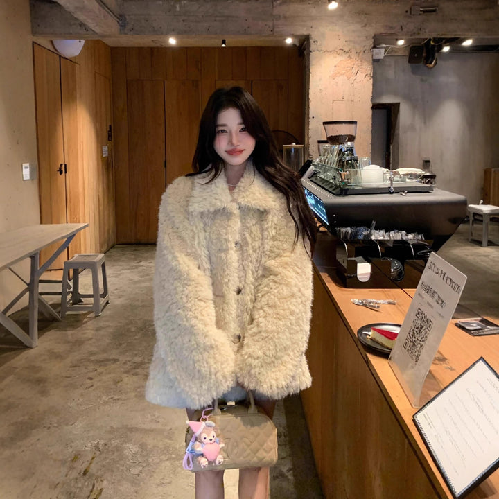Dam Cozy Faux Fur teddy kappa in oversize skärning