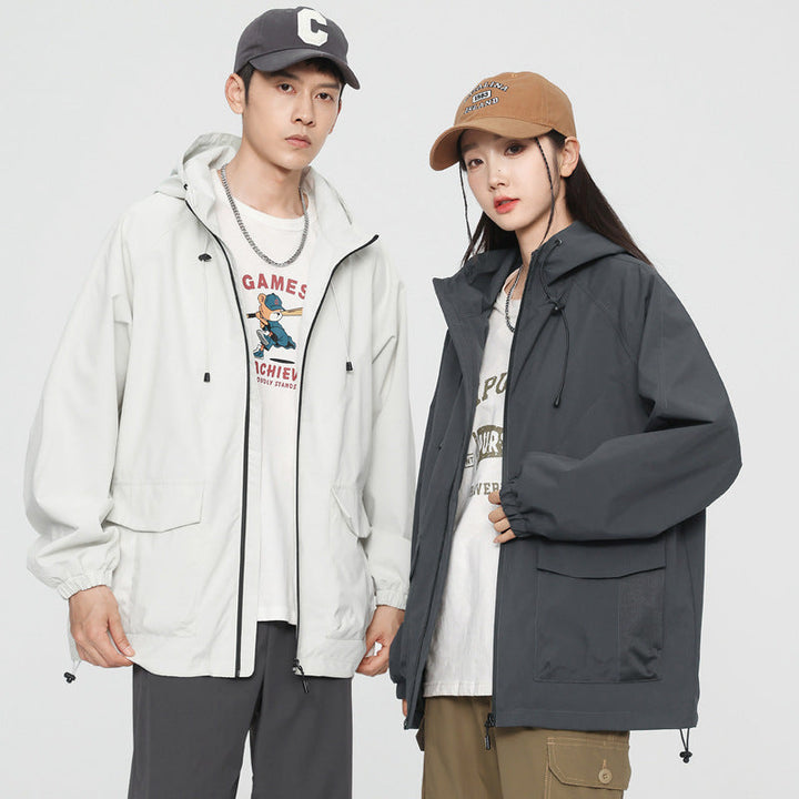 Dam oversize Windbreaker jacka med huva och Cargo fickor