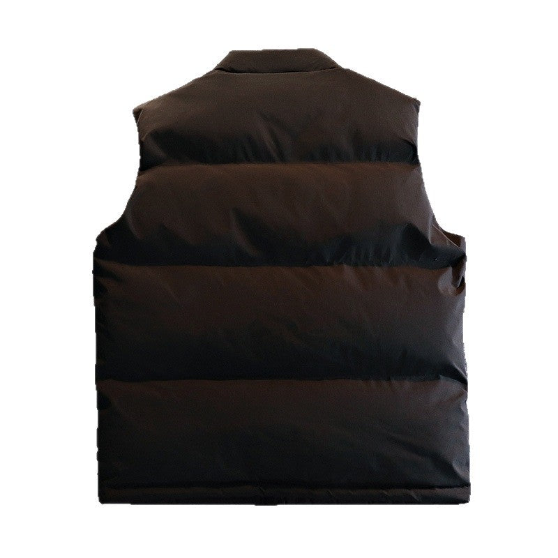 Herr Quiltad Vadderad Gilet med Hög Ståkrage, Dold Zip och Dragsko Fåll