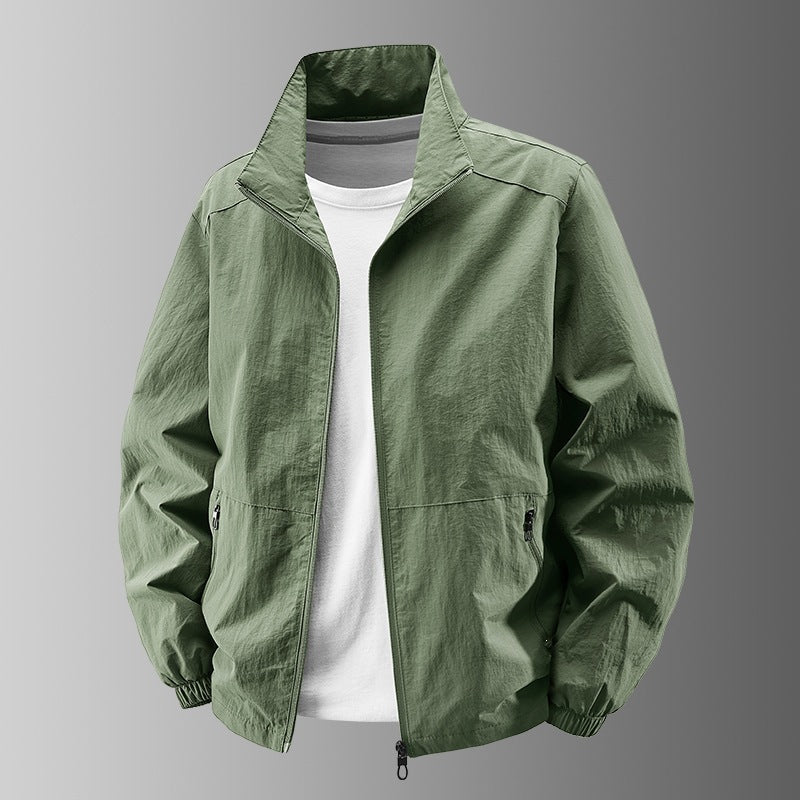 Herr Ultralight Technical Blouson Jacka med Elastisk Muddar, Dold Dragkedjefickor och Andningsbar Nylon Mix