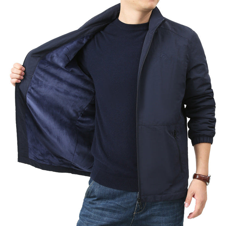 Herr lätt Windbreaker med ståkrage, Two fickor med dragkedja och elastiska muddar