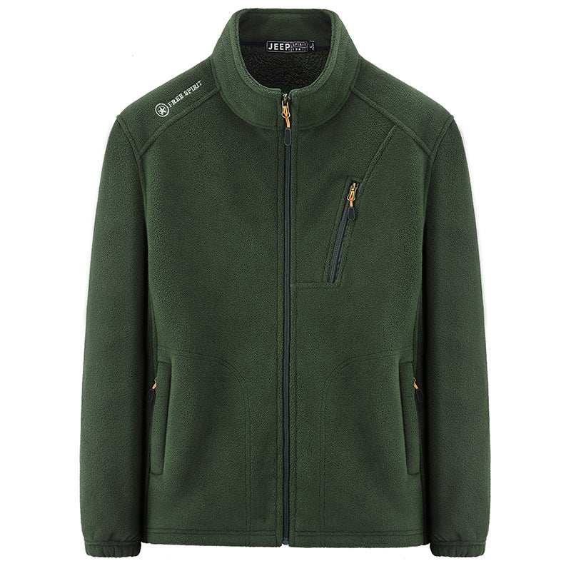 Herr Termisk Fleece Jacka med Sherpa Foder, Stående Krage och Zippered Fickor