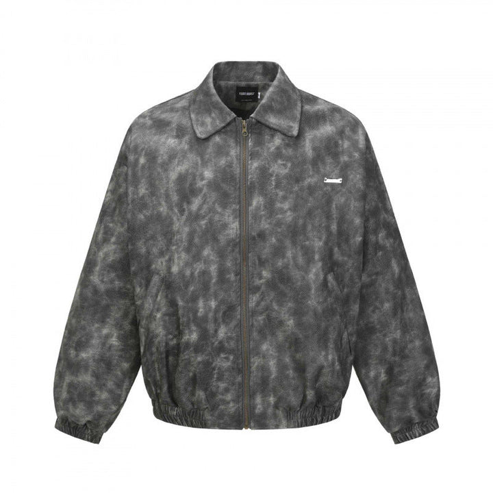 Herr kort skärning Suede-Look bomberjacka med Dragkedja och elastisk fåll