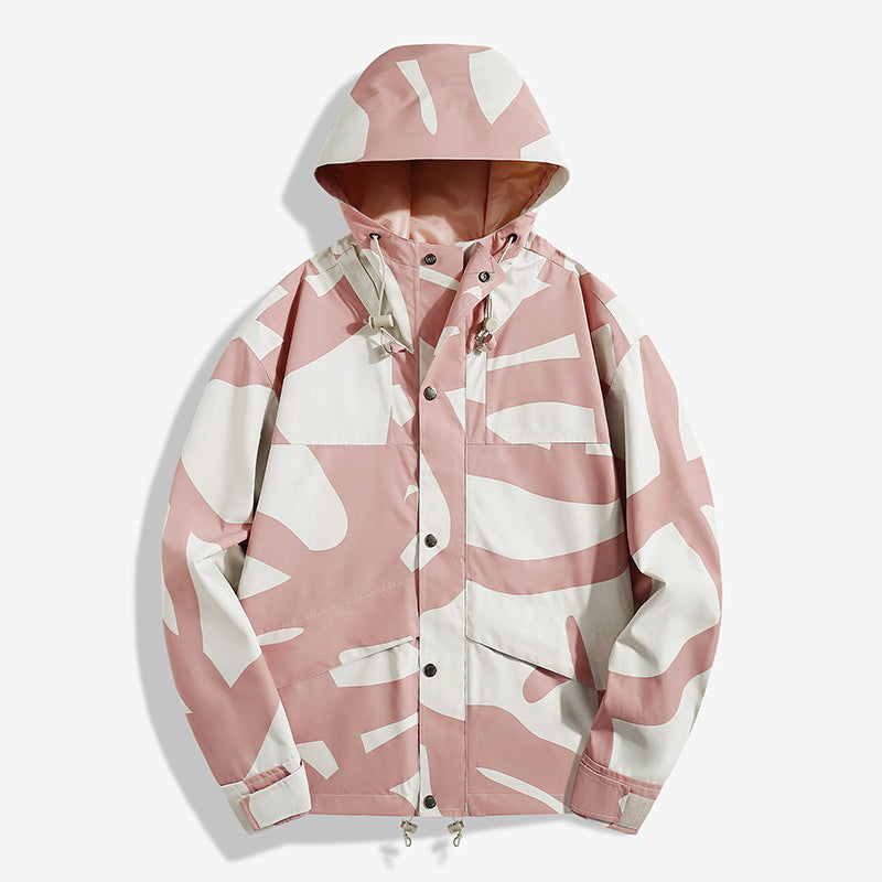 Dam Modern Övergångsjacka med Huva och Unique Tryck
