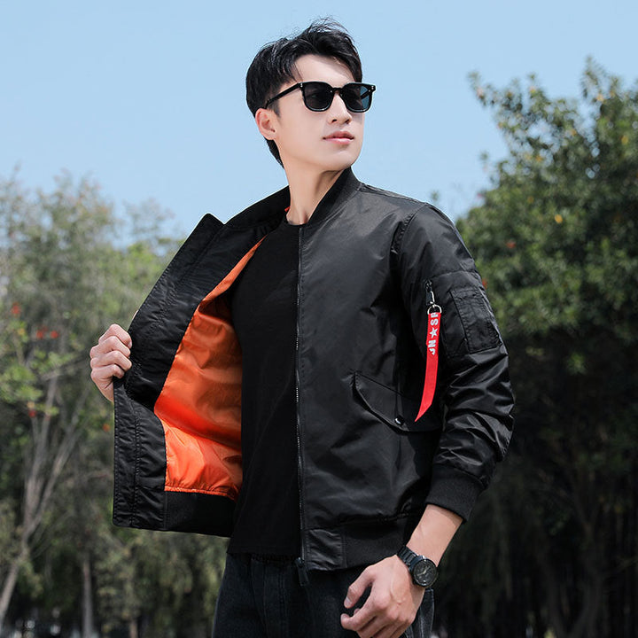 Herr Nylon Flight Jacka med Luminous Inre Foder och Utility Arm Ficka