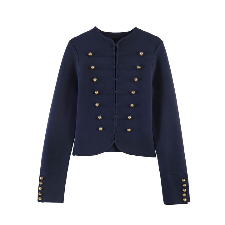 Dam Military Inspired Kort Jacka med Guld Dekorativ Knapp Knäppning