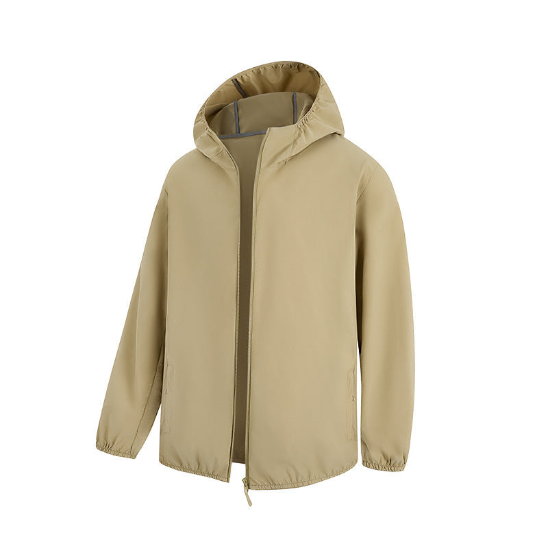 Herr Lätt Water-Repellent Jacka med Huva med Concealed Dragkedja och Dragsko