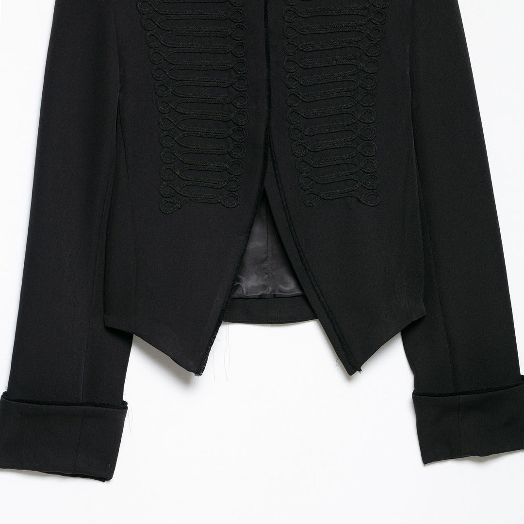 Dam Kort Military-Inspired Bolero Jacka med Stå Krage och Dekorativ Cords