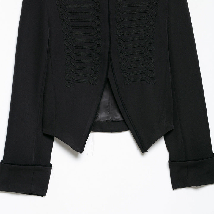 Dam Kort Military-Inspired Bolero Jacka med Stå Krage och Dekorativ Cords