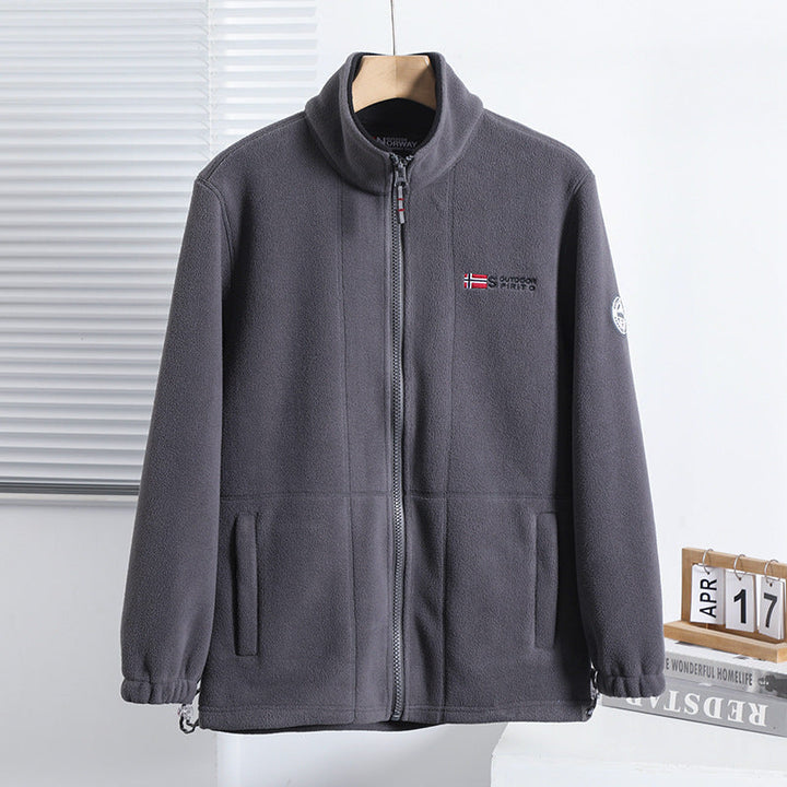 Herr Microfleece Quiltad Jacka med Stående Krage, Elastisk Muddar och Dold Sida Fickor