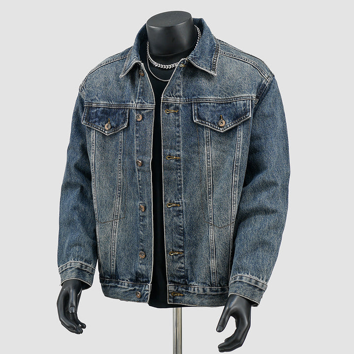Dam oversize denimjacka med ståkrage, dragkedja och Elastic fåll