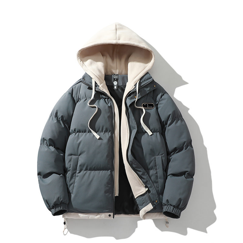 Herr Two-lager quiltad Jacka med Avtagbar Fleece Huva och Värmande Isolering