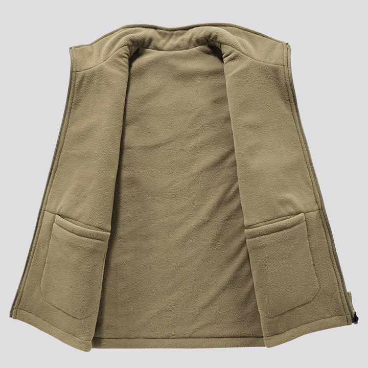 Herr Quiltad Utomhus Väst med Fleecefoder, Hög Krage och Multifunctional Lock Fickor