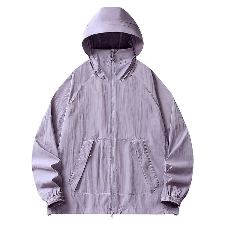 Herr Lätt Wind och Water-Repellent Jacka med Huva med Mesh Foder, Raglanärmar &amp; Adjustable Fåll