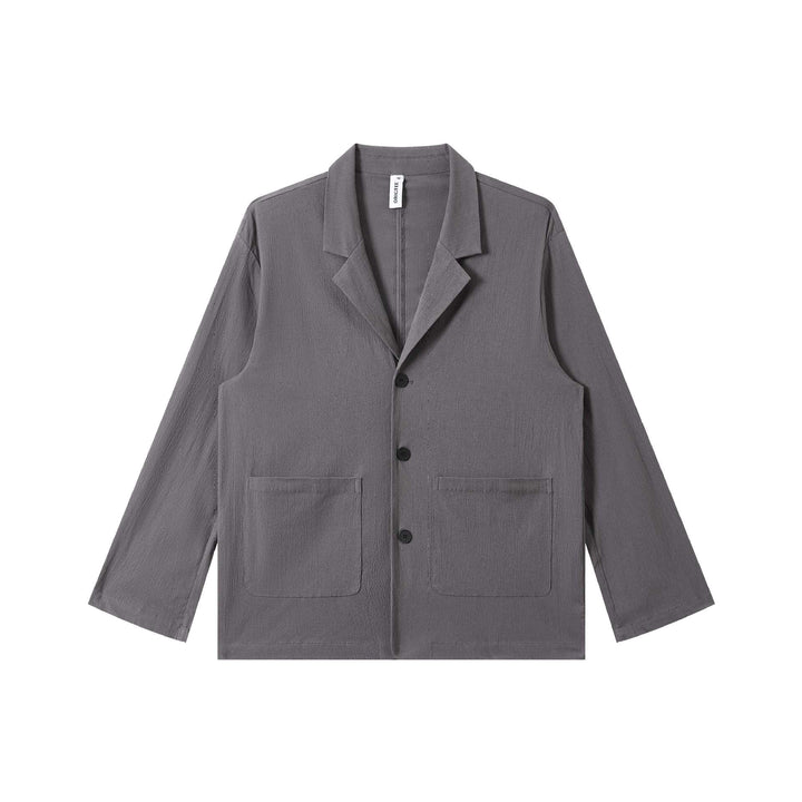 Herr lätt Strukturerad overshirt med slagkrage, knäppslå och utanpåfickor