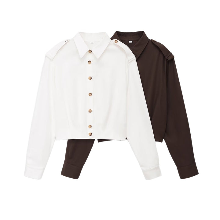 Dam Kort Skjortjacka med Epaulettes och Shaping Darts