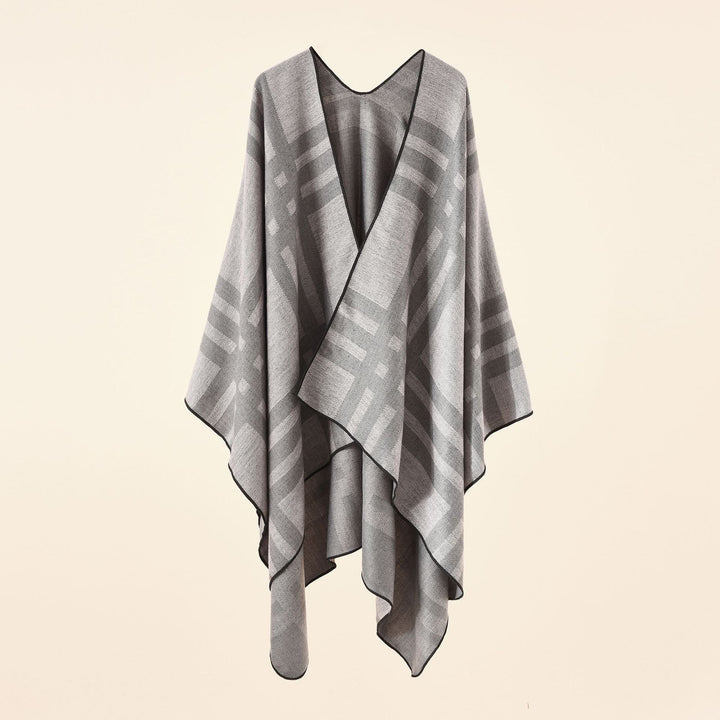 Dam Fine Jacquard kimono Cape med kontrasterande Overlock Edge
