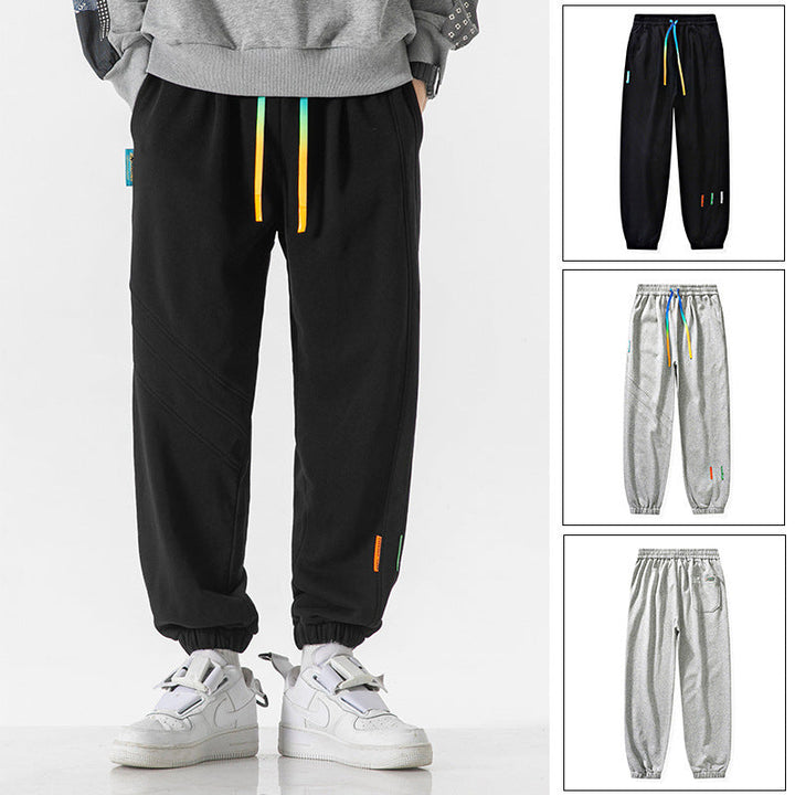 Herr Oversized Jogger Mjukisbyxor Gjord av Bomullsblandning med Dragsko och Elastiska Muddar