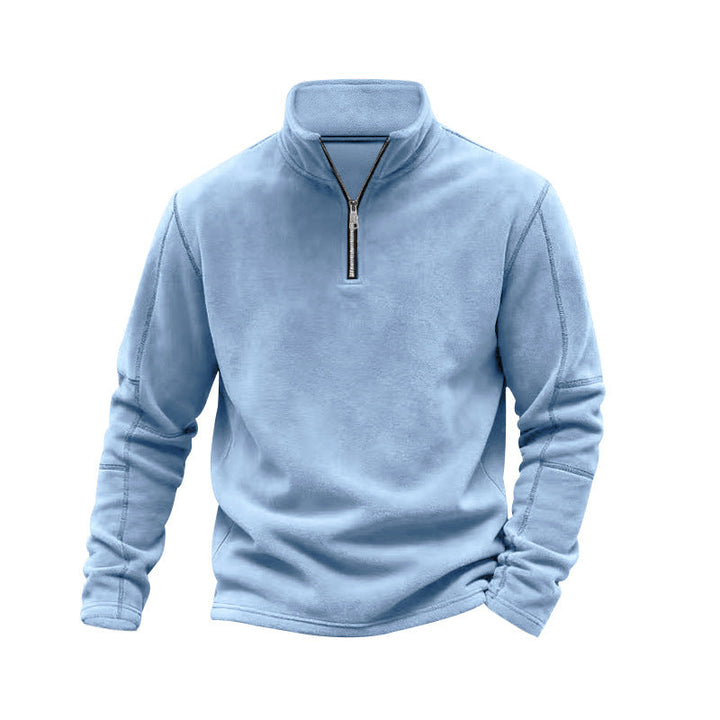 Herr Lätt Fleece Pullover med Halv Dragkedja och Ståkrage