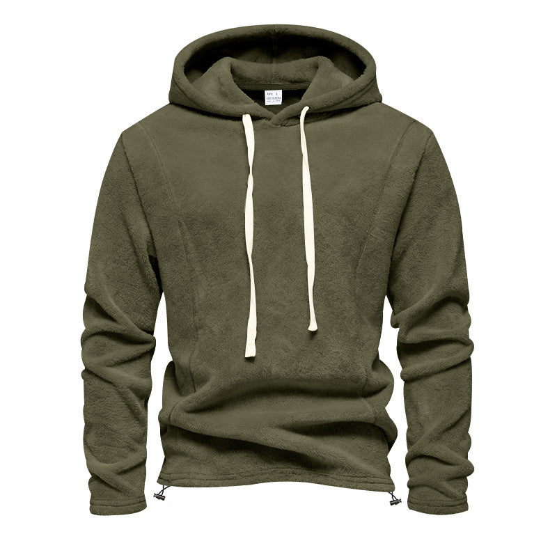 Herr Fleece Luvtröja med Huva och Adjustable Fåll
