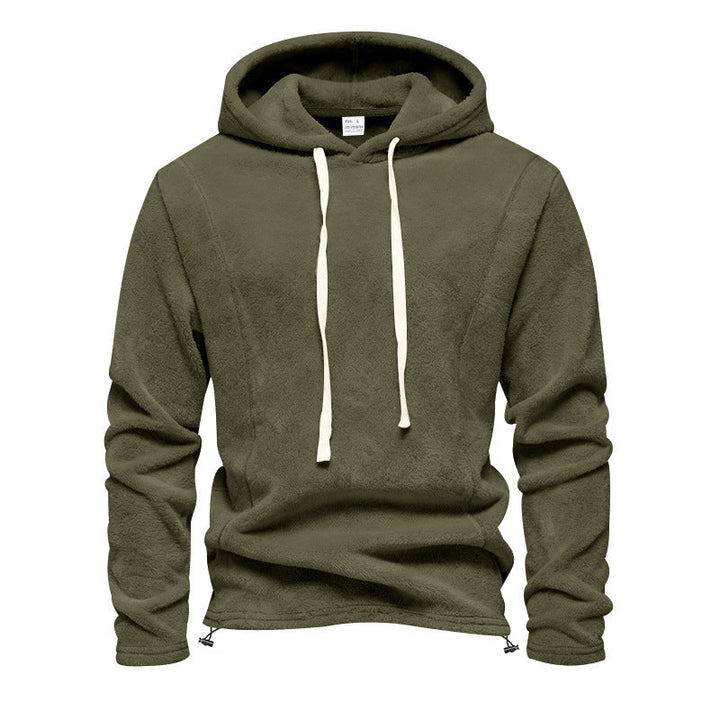 Herr Fleece Luvtröja med Huva och Adjustable Fåll