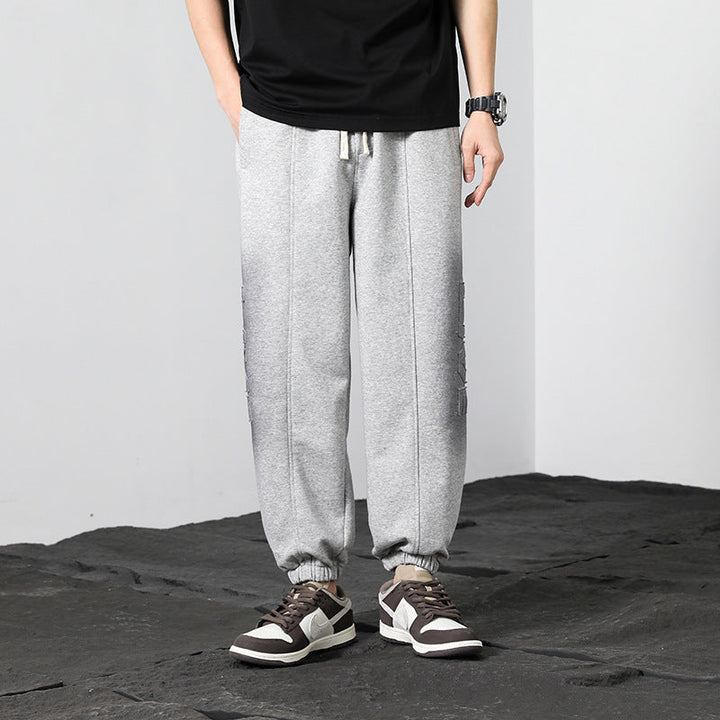 Herr Oversized Jogger Mjukisbyxor Gjord av Bomullsblandning med Dragsko och Elastiska Muddar