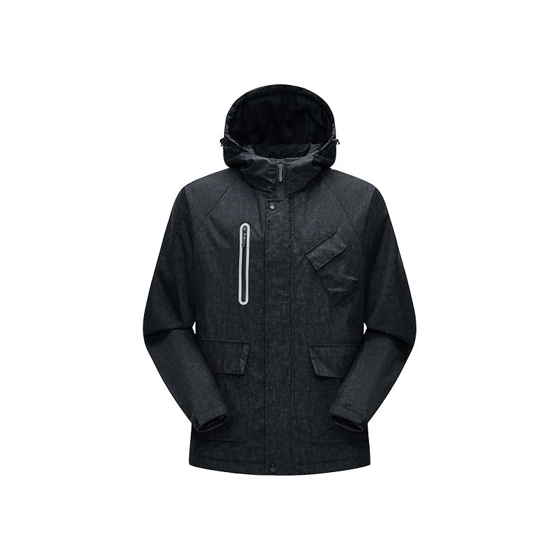 Herr Urban-Teknisk Fält Parkas med Hög Closing Krage, Angled Bröstficka och Dold Dragkedjor
