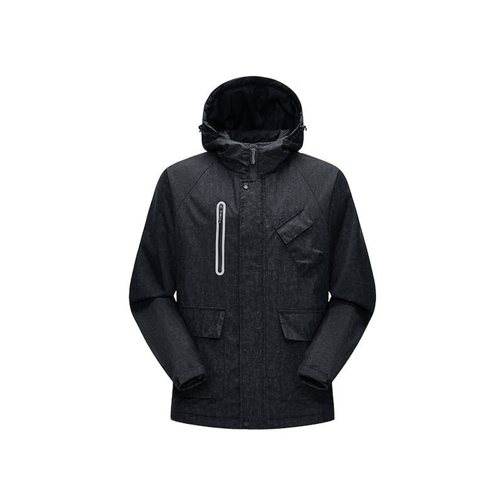 Herr Urban-Teknisk Fält Parkas med Hög Closing Krage, Angled Bröstficka och Dold Dragkedjor