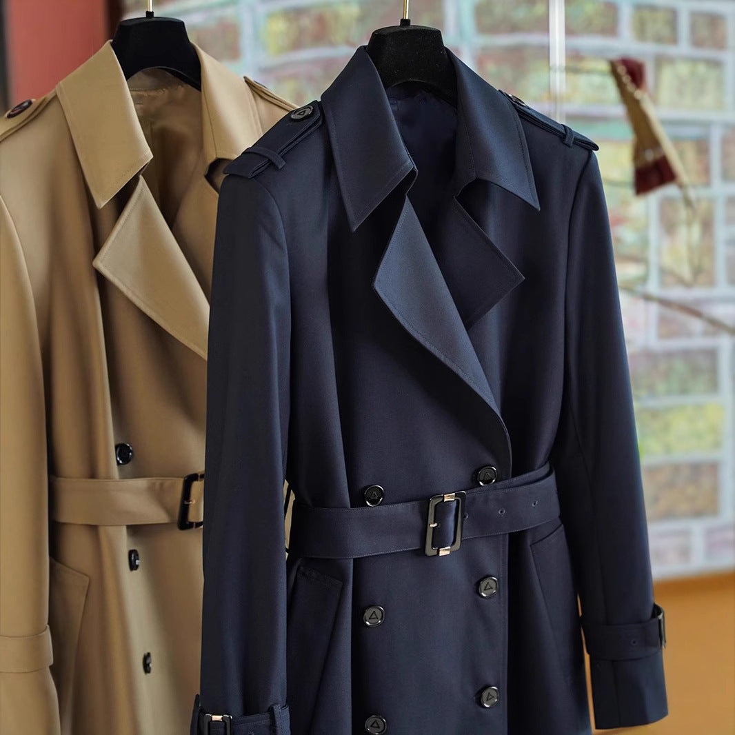 Dam double-breasted skräddad trenchcoat med bälte, shoulder epaulets &amp; justerbar muddar