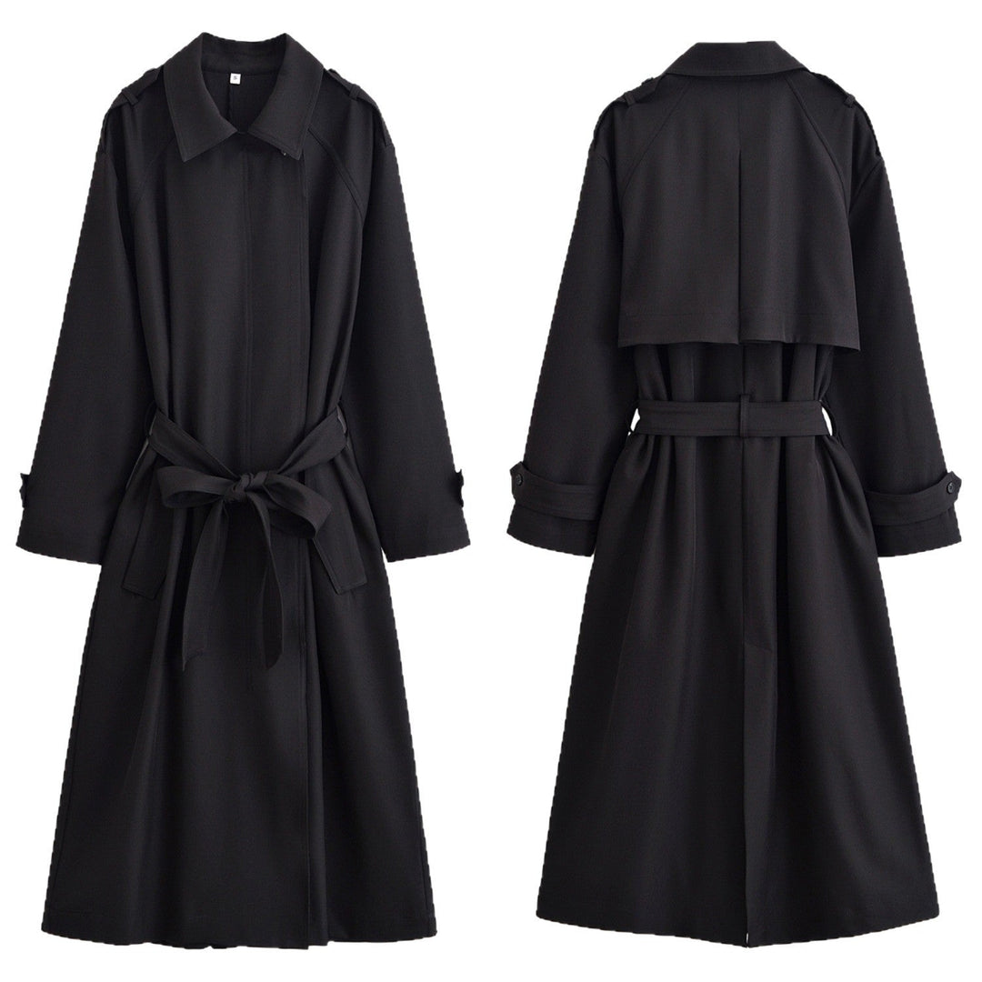 Dam Longer Midja-Adjustable Trenchcoat med Knytbälte och Epaulettes