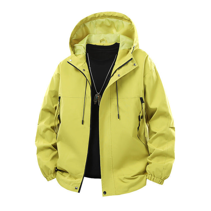 Herr Oversized Utility Softshelljacka med Huva, Vattenavvisande Membrane och Dragkedjefickor