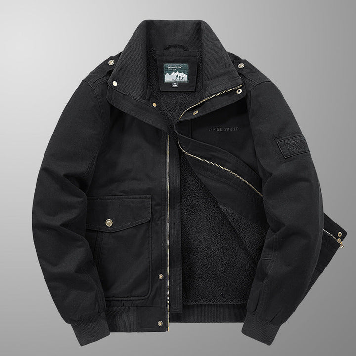 Herr Insulated Fält Blouson med Full Teddy Fleecefoder, Dold Zip Fram och Utility Fickor