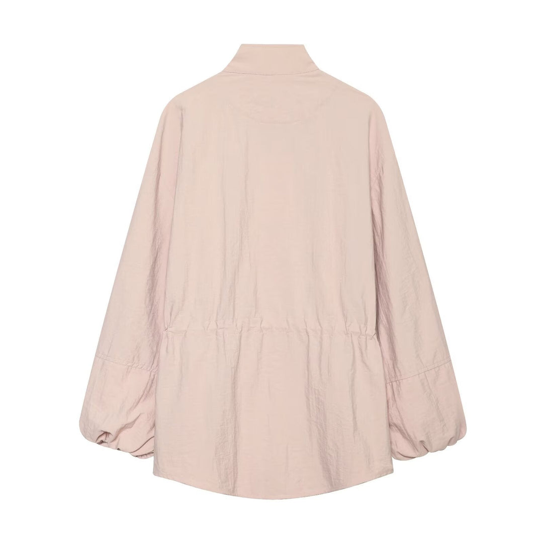 Dam Lätt Parka-Anorakjacka med Drawstring Waist och Stå Krage