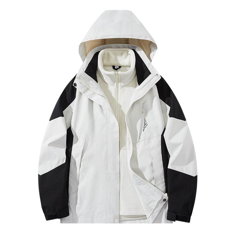 Herr vattenavvisande two-lager trekking jacka med avtagbar fleece inner jacka och huva