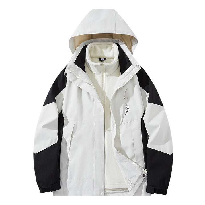 Herr vattenavvisande two-lager trekking jacka med avtagbar fleece inner jacka och huva