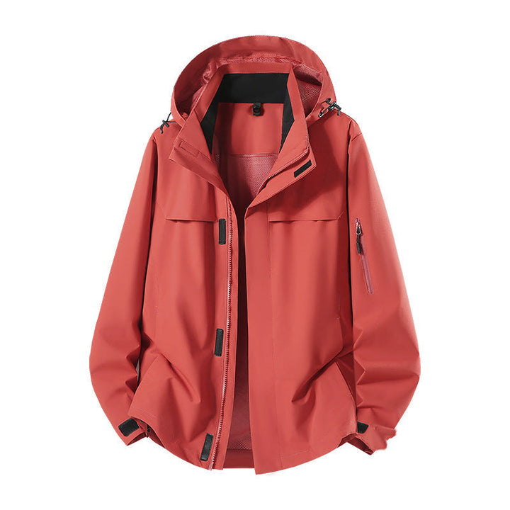 Herr Lätt Water-Repellent med Huva Softshell Övergångsjacka med Mesh Foder &amp; Utility Fickor