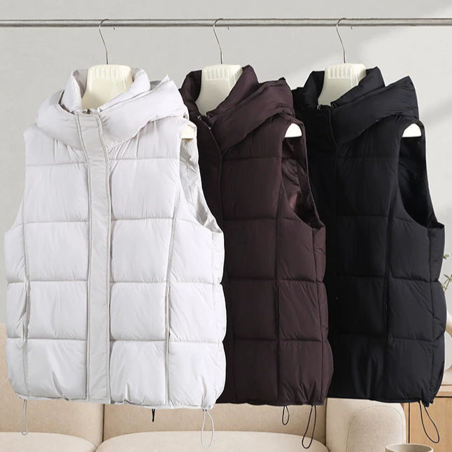 Dam Minimalist quiltad väst med Volume krage och Two-Way dragkedja