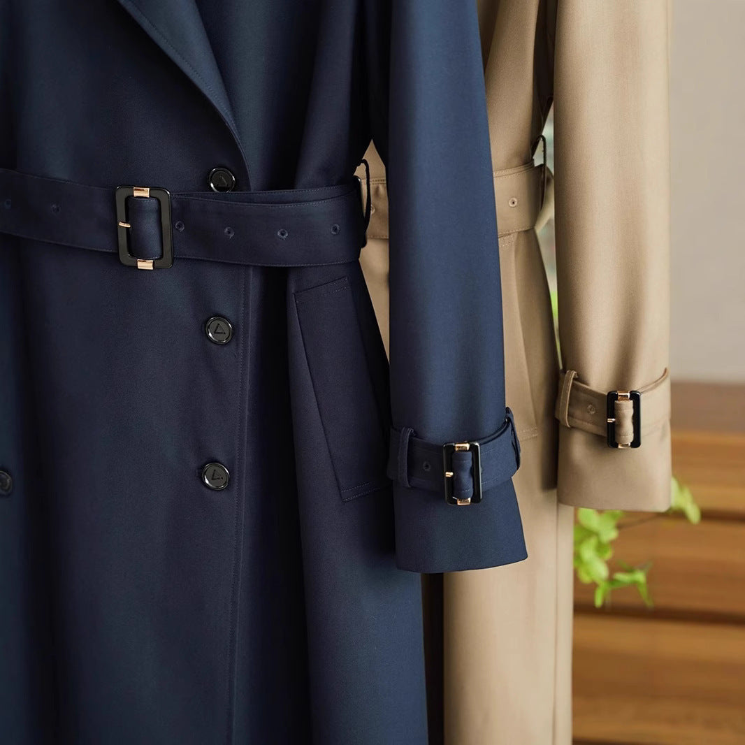 Dam double-breasted skräddad trenchcoat med bälte, shoulder epaulets &amp; justerbar muddar