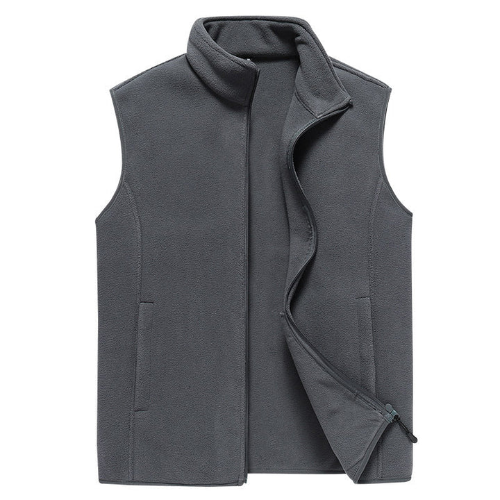 Herr Sleeveless Microfleece Väst med Stående Krage och Dold Two-Way Zip