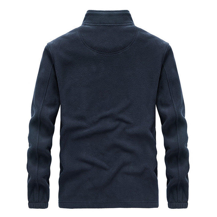 Herr Fleece Jacka med Hög Krage, Zip Fickor, och Vind Lock