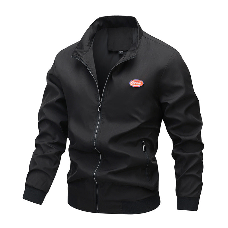 Herr Lätt Zip-Up Bomber Stil Training Jacka med Stående Krage och Wind-Resistant Microfiber Skal